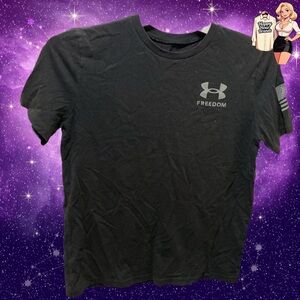 Under Armour Boys' UA Freedom Flag T-Shirt Tee Youth Large Black Pre Owned